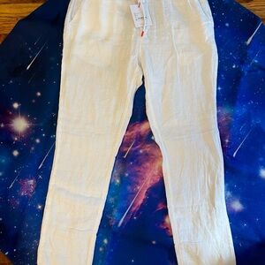White Linen drawstring Pants by Swims